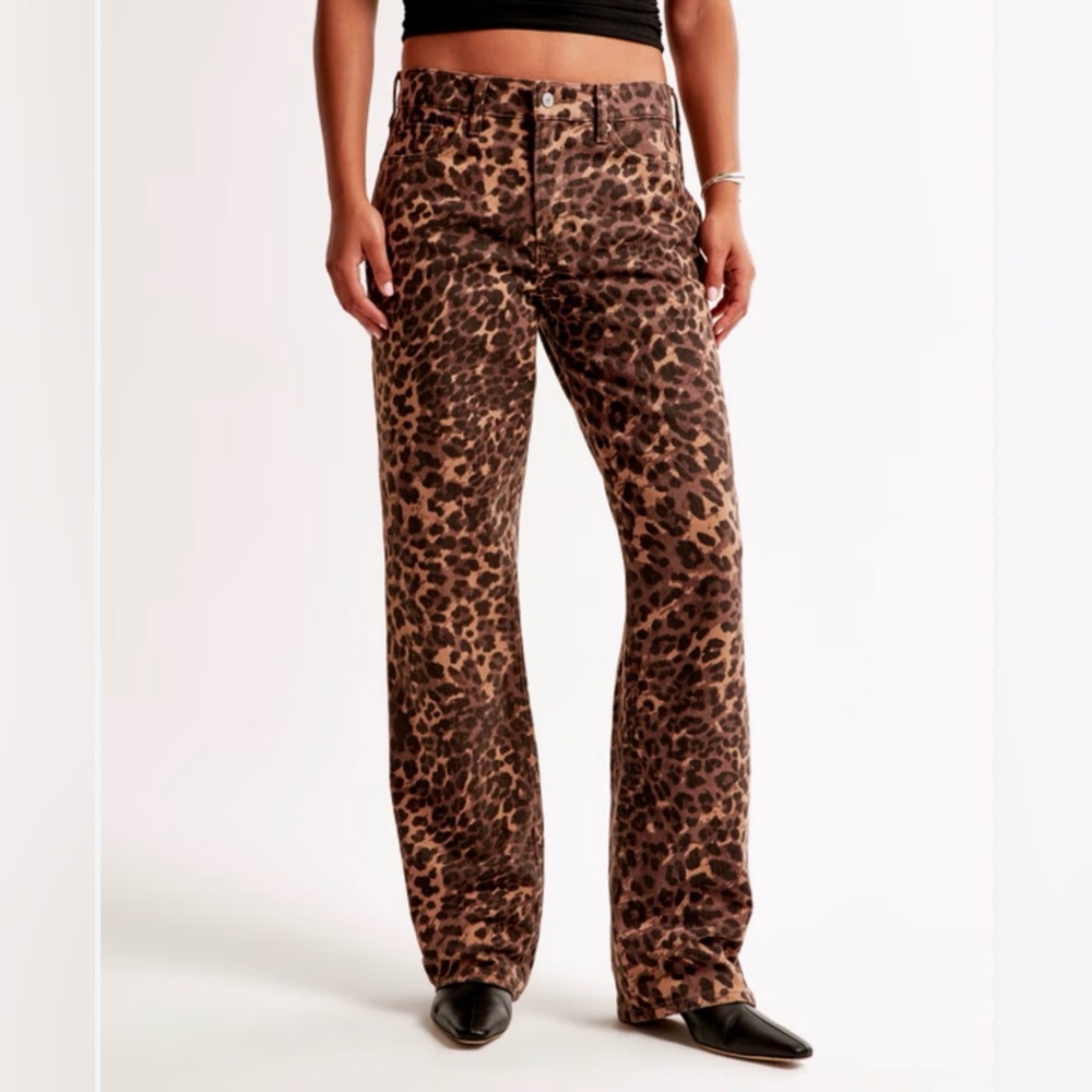 Abercrombie & Fitch Baggy Low Rise Leopard Print Jeans Size:29 - Picture 4 of 10